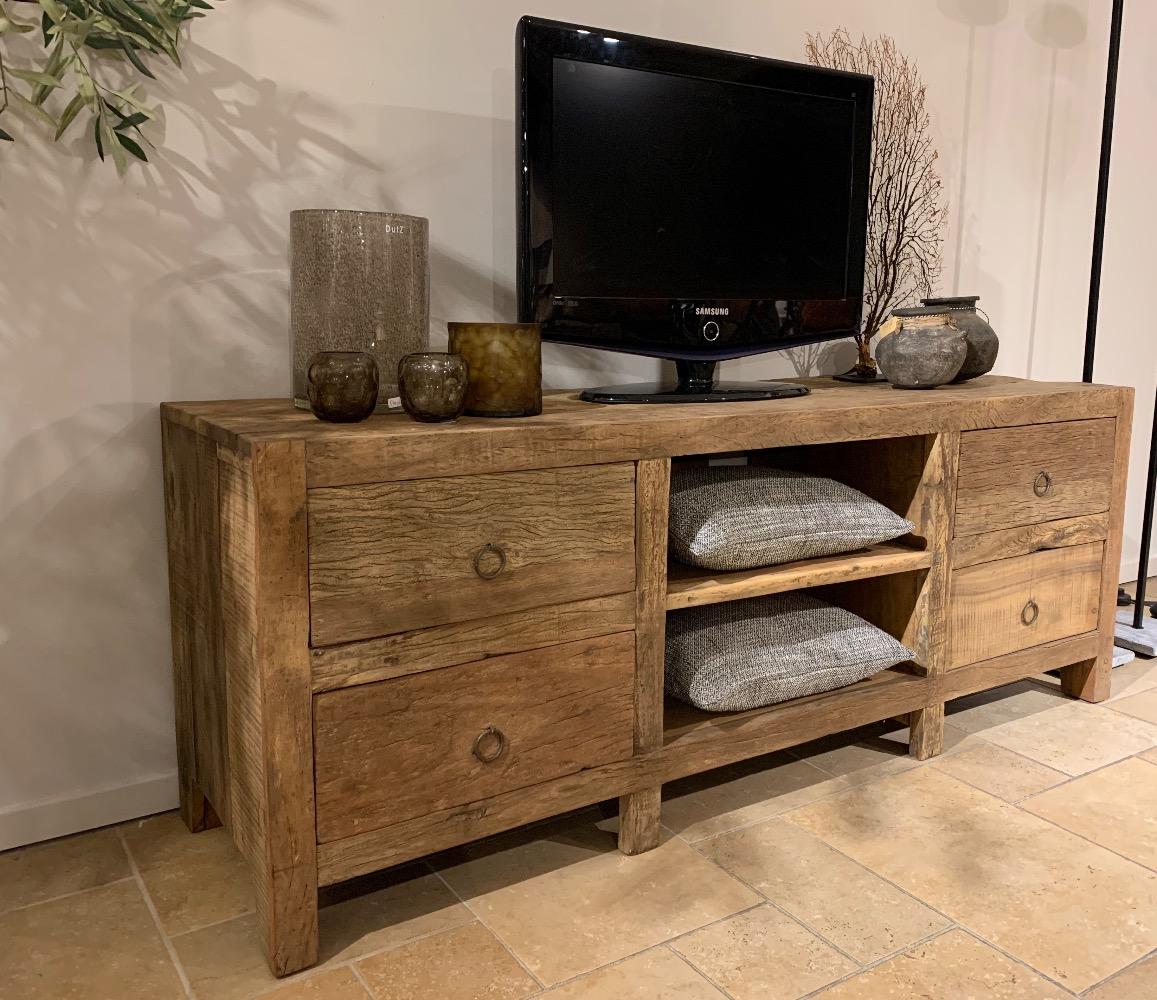 Tv meubel oud hout met 4 lades