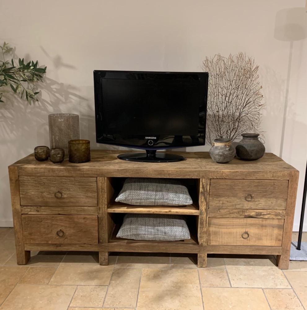 Tv meubel oud hout met 4 lades