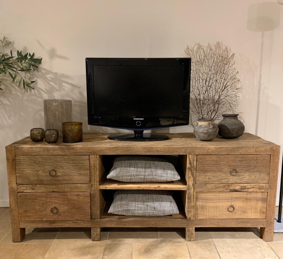 Tv meubel oud hout met 4 lades
