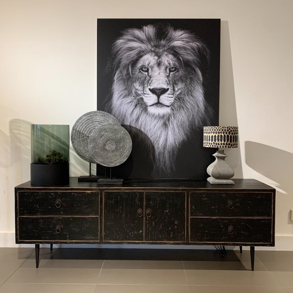 Tv meubel puntpoot oud zwart elm hout