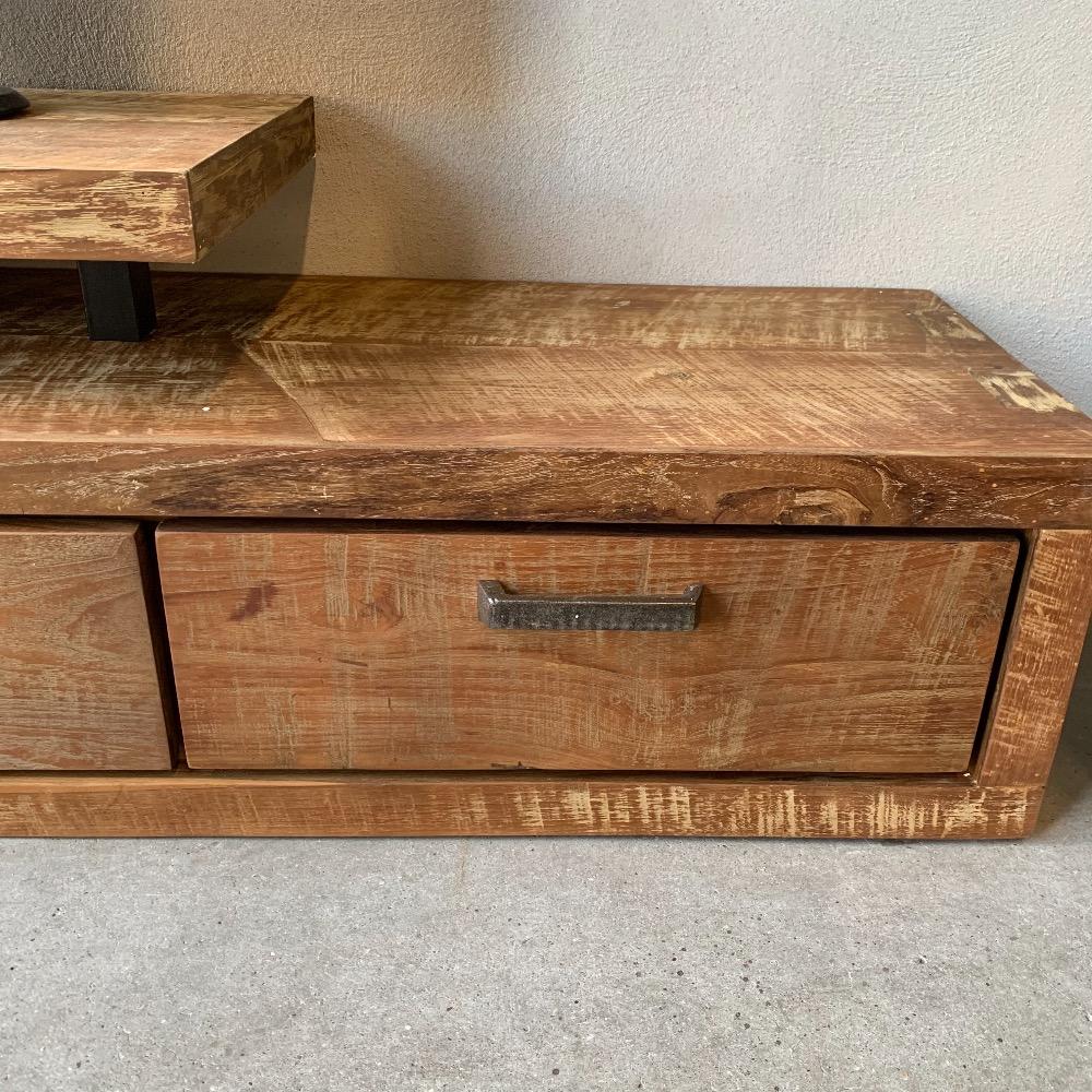 Tv meubel robuust teak met 2 lades