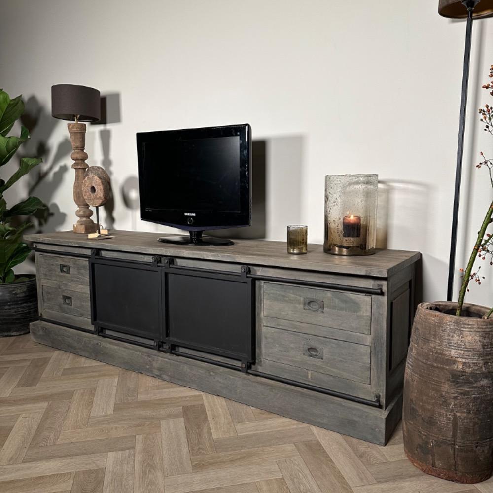 Tv meubel teak vergrijst Floris 200 cm 