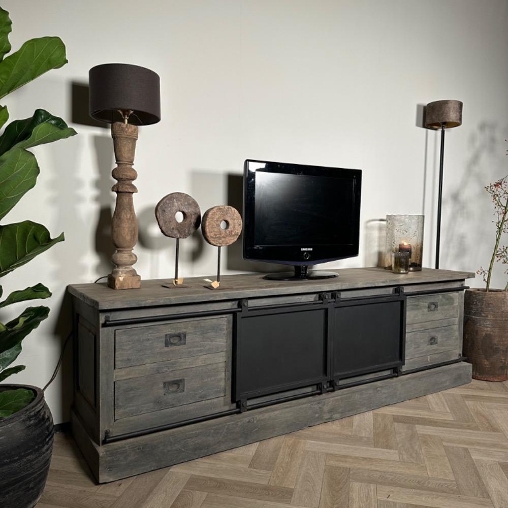 Tv meubel teak vergrijst Floris 200 cm 