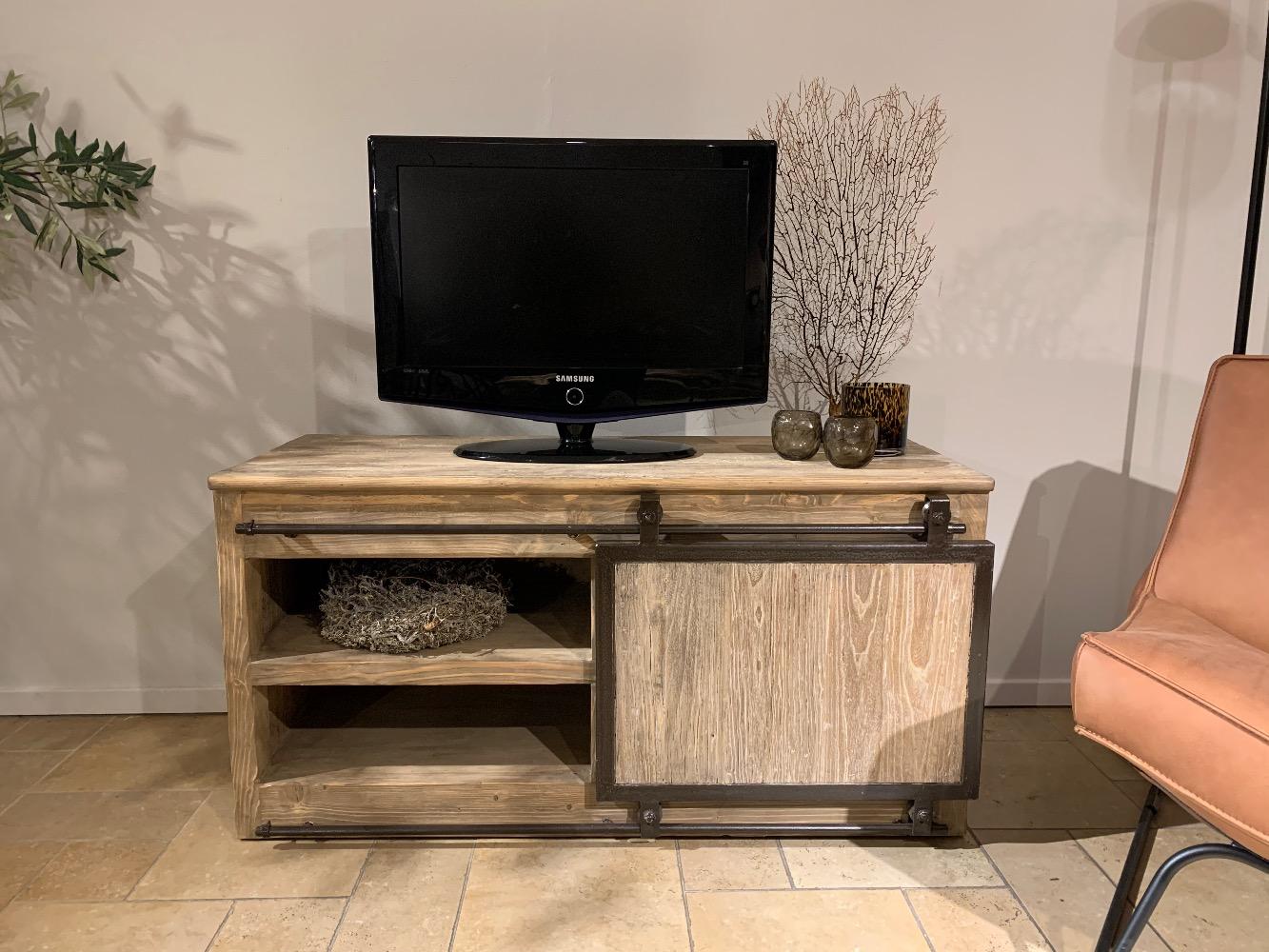 Tvmeubel XS, oud elm hout