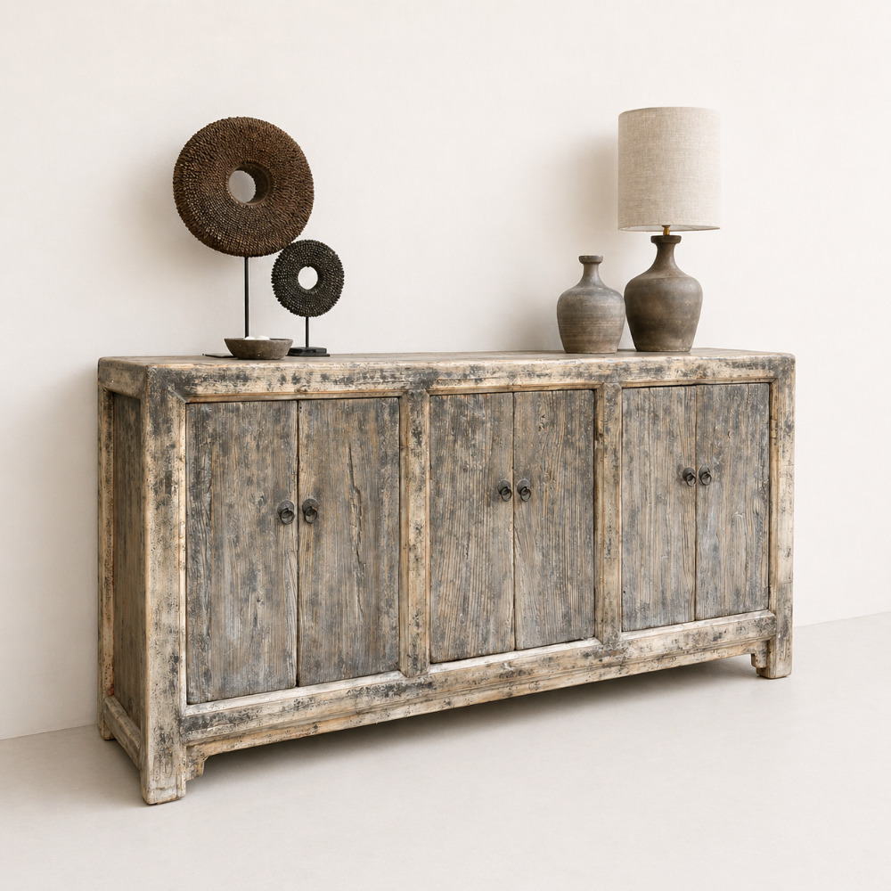 Uniek authentiek chinees dressoir met 6 deuren