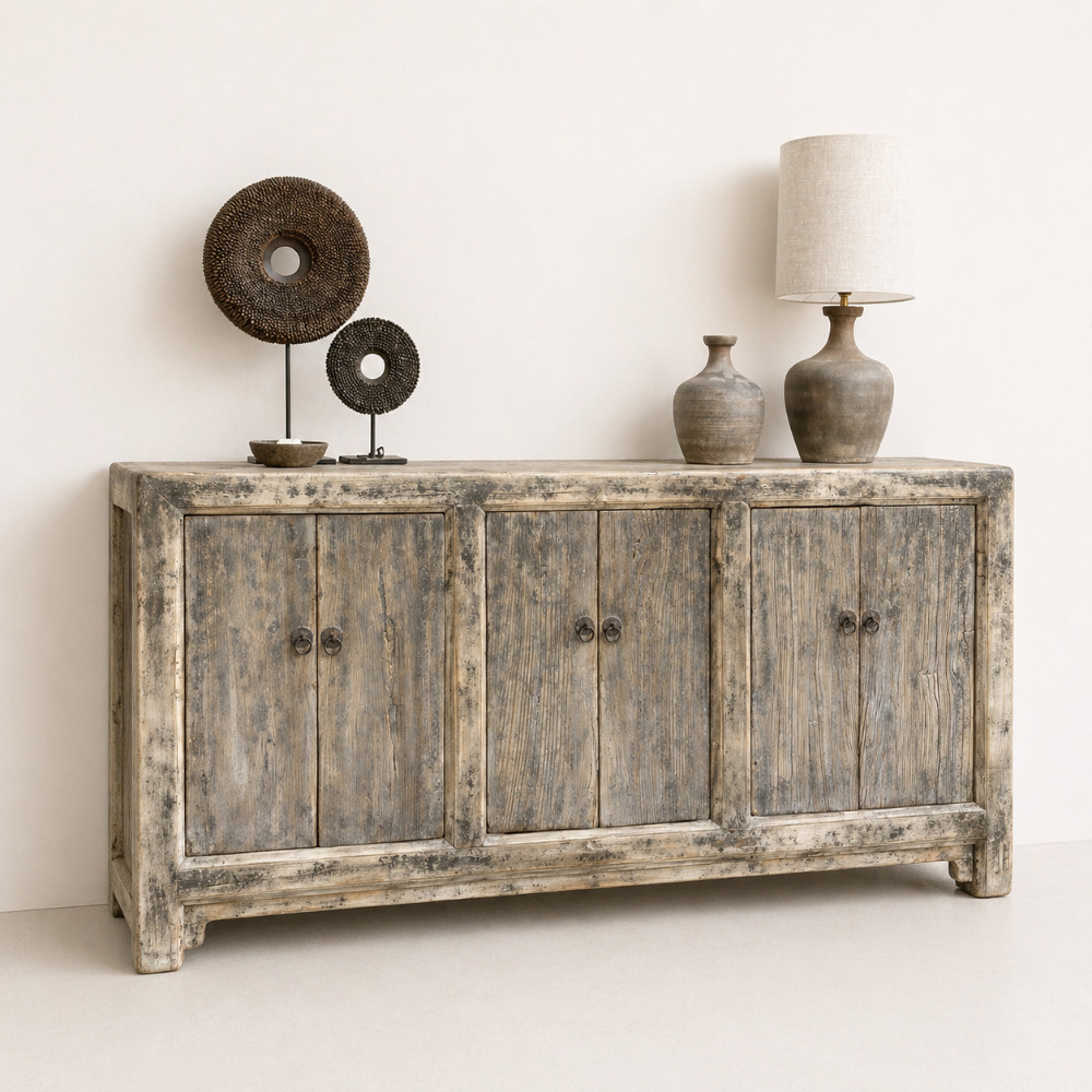 Uniek authentiek chinees dressoir met 6 deuren