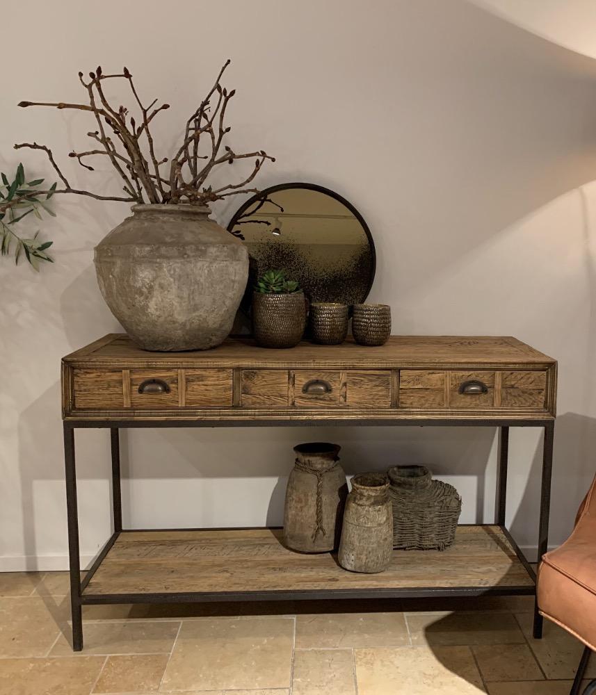 Wandtafel eiken met 3 lade