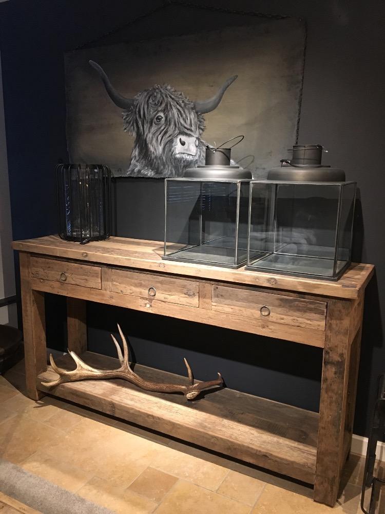 Wandtafel oud hout 3 lade