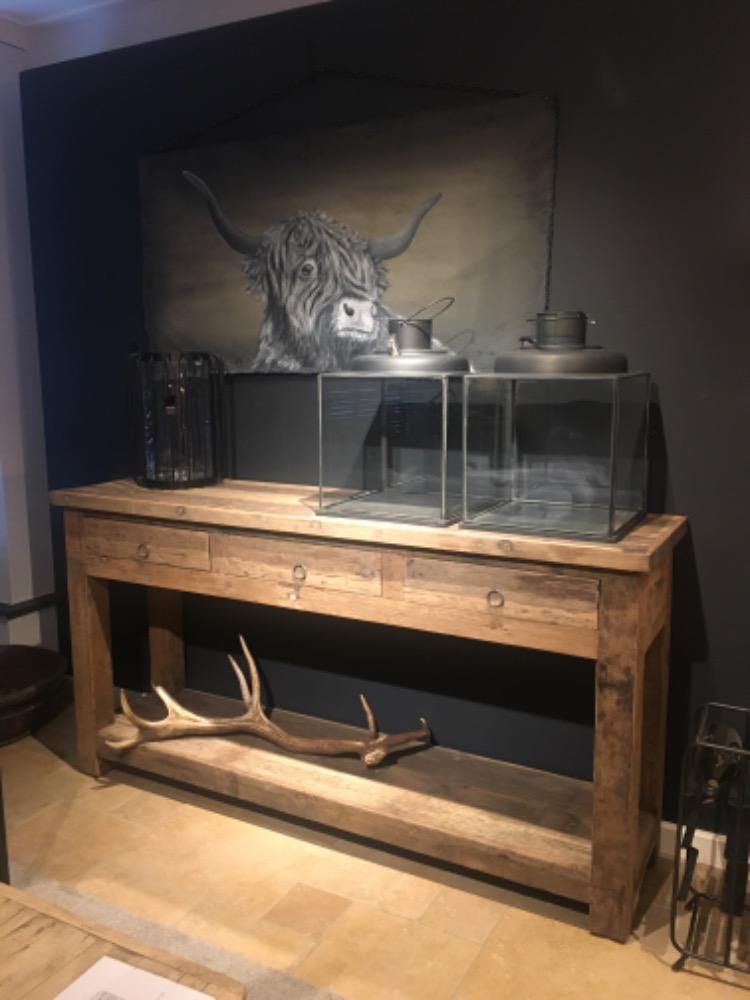 Wandtafel oud hout 3 lade