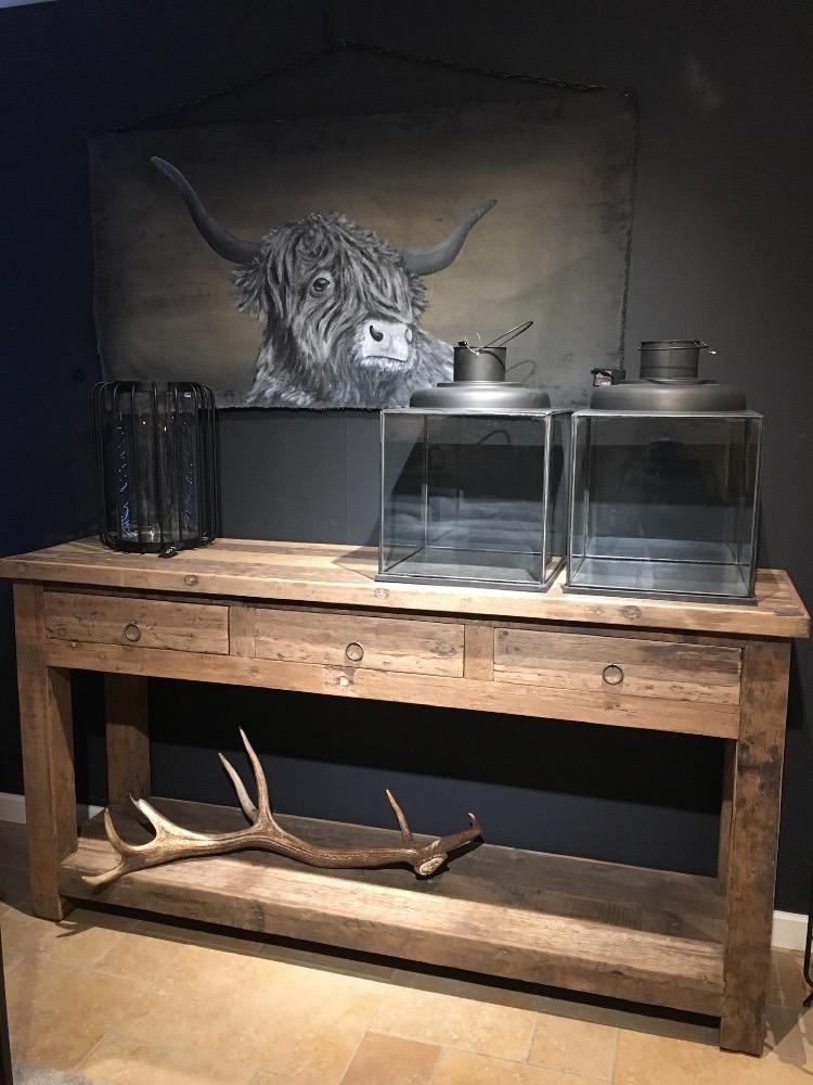 Wandtafel oud hout 3 lade