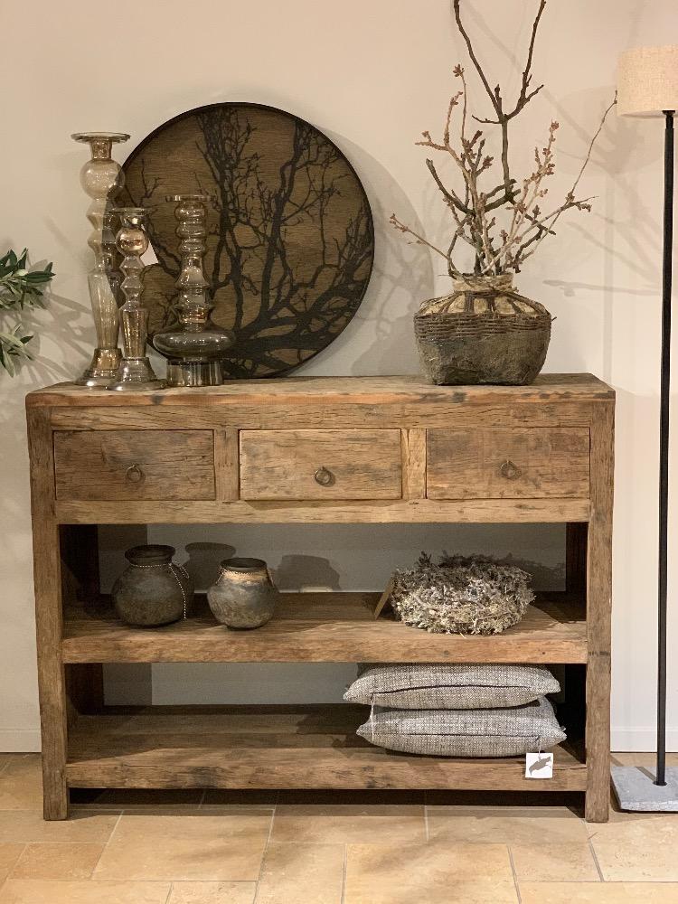 Wandtafel oud hout 3 lade