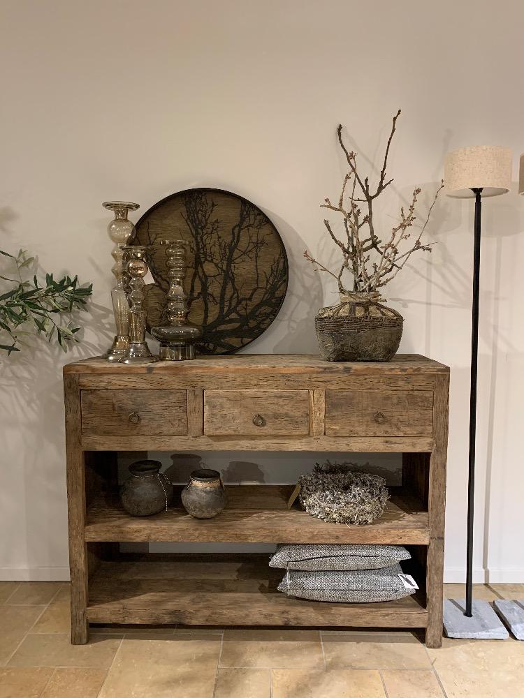 Wandtafel oud hout 3 lade