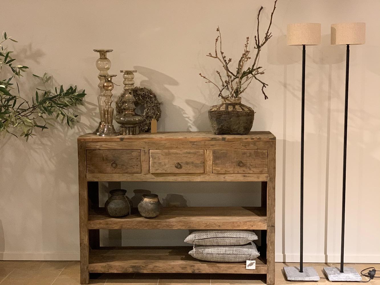 Wandtafel oud hout 3 lade