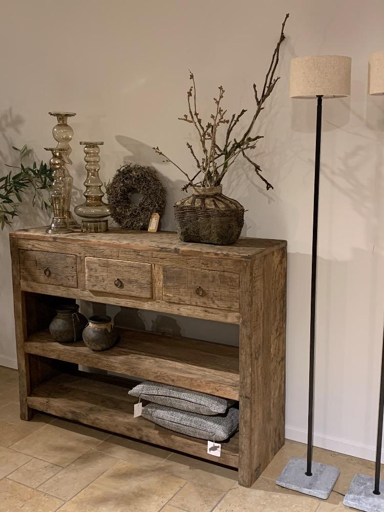 Wandtafel oud hout 3 lade