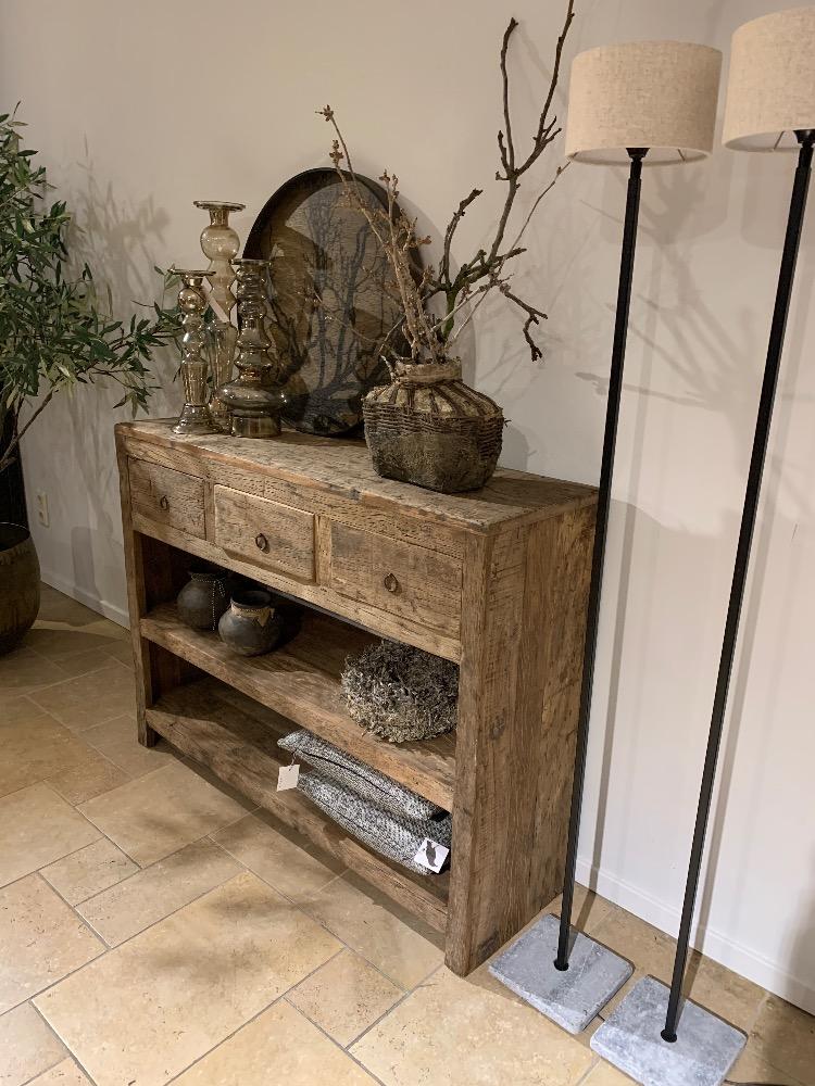 Wandtafel oud hout 3 lade