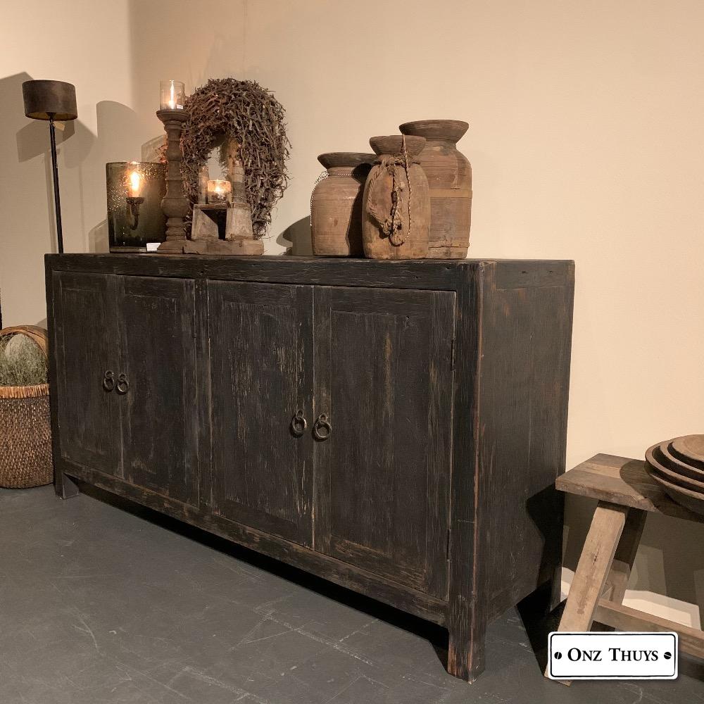 dressoir 4 deurs zwart - - Kasten Thuys