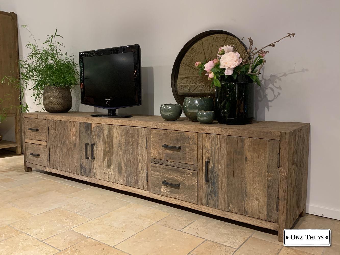 Sluier hout Onderhandelen Tv meubel oud hout XL - Kasten - Onz Thuys